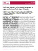 Electronic structure of the parent compound of superconducting infinite-layer nickelates