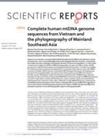 Complete human mtDNA genome sequences from Vietnam and the phylogeography of Mainland Southeast Asia