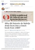 Why did Antonio de Nebrija draw faces into a Dutch book from 1480?