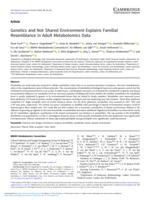 Genetics and not shared environment explains familial resemblance in adult metabolomics data