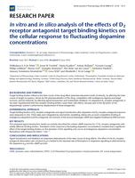 In vitro and in silico analysis of the effects of D2 receptor antagonist target binding kinetics on the cellular response to fluctuating dopamine concentrations