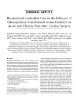 Randomized Controlled Trial on the Influence of Intraoperative Remifentanil versus Fentanyl on Acute and Chronic Pain after Cardiac Surgery