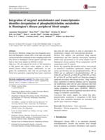 Integration of targeted metabolomics and transcriptomics identifies deregulation of phosphatidylcholine metabolism in Huntington's disease peripheral blood samples