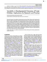 Variability in Developmental Outcomes of Foster Children: Implications for Research and Practice.