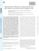 Distinguishing the differences in beta-glycosylceramidase folds, dynamics, and actions informs therapeutic uses