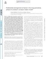 Preferential arrangement of lipids in the long-periodicity phase of a stratum corneum matrix model