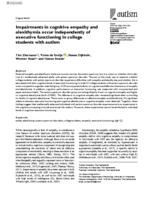 Impairments in cognitive empathy and alexithymia occur independently of executive functioning in college students with autism