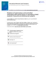 Relations of autonomous and controlled motivation with performance in secondary school students’ favoured and disfavoured subjects