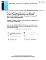 Fostering first-year student learning through research integration into teaching: Student perceptions, beliefs about the value of research and student achievement