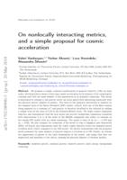 On nonlocally interacting metrics, and a simple proposal for cosmic acceleration