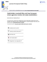Stakeholders wanted! Why and How European Union agencies involve non-state stakeholders