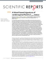 A blood-based signature of cerebrospinal fluid A beta(1-42) status