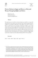 Divorce Reform in Egypt and Morocco: Men and Women Navigating Rights and Duties