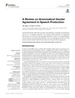 A Review on Grammatical Gender Agreement in Speech Production