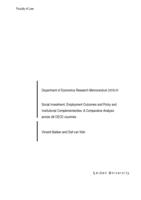 Social Investment, Employment Outcomes and Policy and Institutional Complementarities: A Comparative Analysis across 26 OECD countries.