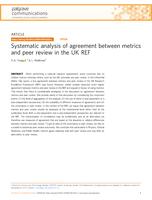 Systematic analysis of agreement between metrics and peer review in the UK REF