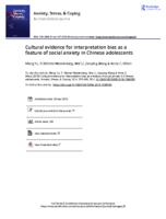 Cultural evidence for interpretation bias as a feature of social anxiety in Chinese adolescents