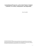 An institutional perspective on the United Nations criminal tribunals: governance, independence and impartiality