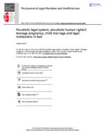 Pluralistic legal system, pluralistic human rights?: teenage pregnancy, child marriage and legal institutions in Bali