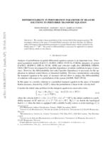 Differentiability in perturbation parameter of measure solutions to perturbed transport equation