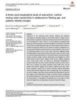 A three-wave longitudinal study of subcortical-cortical resting-state connectivity in adolescence: Testing age- and puberty-related changes.