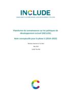 Plateforme de connaissances sur les politiques de développement inclusif (INCLUDE) : note conceptuelle pour la phase II (2019–2022)