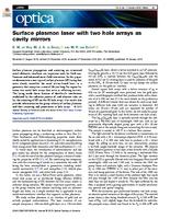 Surface plasmon laser with two hole arrays as cavity mirrors