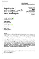 Guidelines for anthropological research: Data management, ethics, and integrity