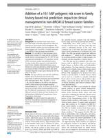 Addition of a 161-SNP polygenic risk score to family history-based risk prediction: impact on clinical management in non-BRCA1/2 breast cancer families