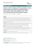 Trends in birth weight and the prevalence of low birth weight and small-for-gestational-age in Surinamese South Asian babies since 1974: cross-sectional study of three birth cohorts