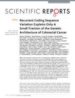 Recurrent Coding Sequence Variation Explains Only A Small Fraction of the Genetic Architecture of Colorectal Cancer