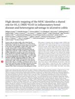 High-density mapping of the MHC identifies a shared role for HLA-DRB1(star)01:03 in inflammatory bowel diseases and heterozygous advantage in ulcerative colitis