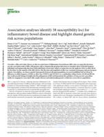 Association analyses identify 38 susceptibility loci for inflammatory bowel disease and highlight shared genetic risk across populations