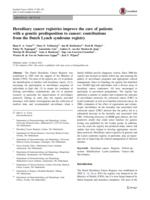 Hereditary cancer registries improve the care of patients with a genetic predisposition to cancer: contributions from the Dutch Lynch syndrome registry