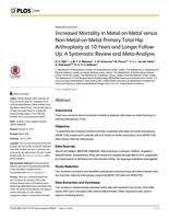 Increased Mortality in Metal-on-Metal versus Non-Metal-on-Metal Primary Total Hip Arthroplasty at 10 Years and Longer Follow-Up: A Systematic Review and Meta-Analysis