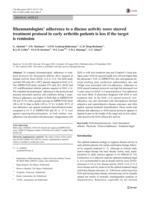 Rheumatologists' adherence to a disease activity score steered treatment protocol in early arthritis patients is less if the target is remission