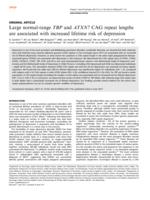 Large normal-range TBP and ATXN7 CAG repeat lengths are associated with increased lifetime risk of depression