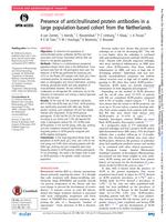 Presence of anticitrullinated protein antibodies in a large population-based cohort from the Netherlands