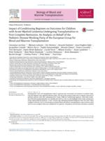 Impact of Conditioning Regimen on Outcomes for Children with Acute Myeloid Leukemia Undergoing Transplantation in First Complete Remission. An Analysis on Behalf of the Pediatric Disease Working Party of the European Group for Blood and Marrow Transplanta