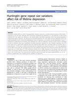 Huntingtin gene repeat size variations affect risk of lifetime depression