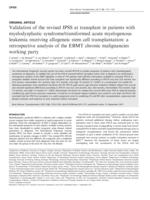 Validation of the revised IPSS at transplant in patients with myelodysplastic syndrome/transformed acute myelogenous leukemia receiving allogeneic stem cell transplantation: a retrospective analysis of the EBMT chronic malignancies working party