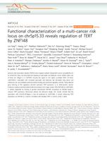 Functional characterization of a multi-cancer risk locus on chr5p15.33 reveals regulation of TERT by ZNF148