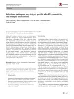 Infectious pathogens may trigger specific allo-HLA reactivity via multiple mechanisms