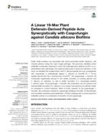 A Linear 19-Mer Plant Defensin-Derived Peptide Acts Synergistically with Caspofungin against Candida albicans Biofilms