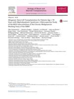 Allogeneic Stem Cell Transplantation for Patients Age >= 70 Years with Myelodysplastic Syndrome: A Retrospective Study of the MDS Subcommittee of the Chronic Malignancies Working Party of the EBMT