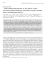 Common and distinct patterns of grey-matter volume alteration in major depression and bipolar disorder: evidence from voxel-based meta-analysis