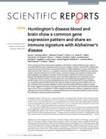 Huntington's disease blood and brain show a common gene expression pattern and share an immune signature with Alzheimer's disease