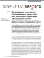 Monocyte gene expression in childhood obesity is associated with obesity and complexity of atherosclerosis in adults