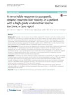 A remarkable response to pazopanib, despite recurrent liver toxicity, in a patient with a high grade endometrial stromal sarcoma, a case report