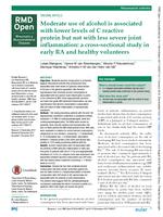 Moderate use of alcohol is associated with lower levels of C reactive protein but not with less severe joint inflammation: a cross-sectional study in early RA and healthy volunteers